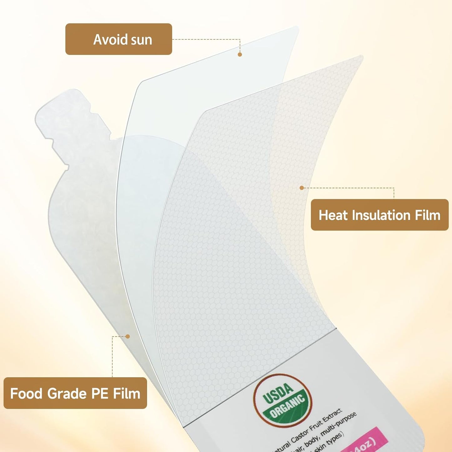 USDA Certified Organic Golden Castor Oil (4Oz), Pure Cold-Pressed Hexane Free Organic Castor Oil Unrefined for Face, Hair Treatment Starter, Skin Moisturizer, Suitable for Women Men Kids