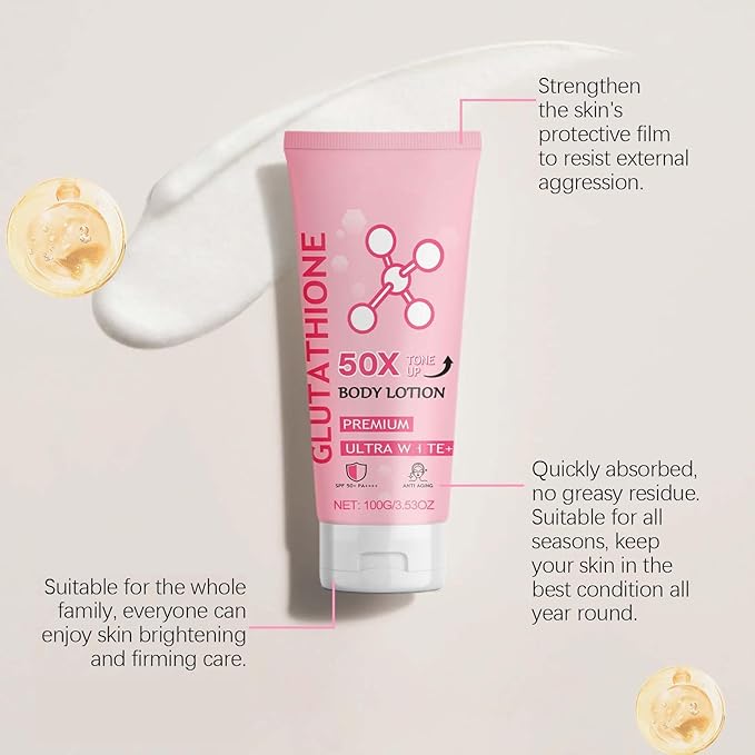 2PCS Glutathione 50x Tone Up Body Lotion, Glutathione Body Cream, Moisturizing and Soft Skin Body Lotion for Women and All Skin Types