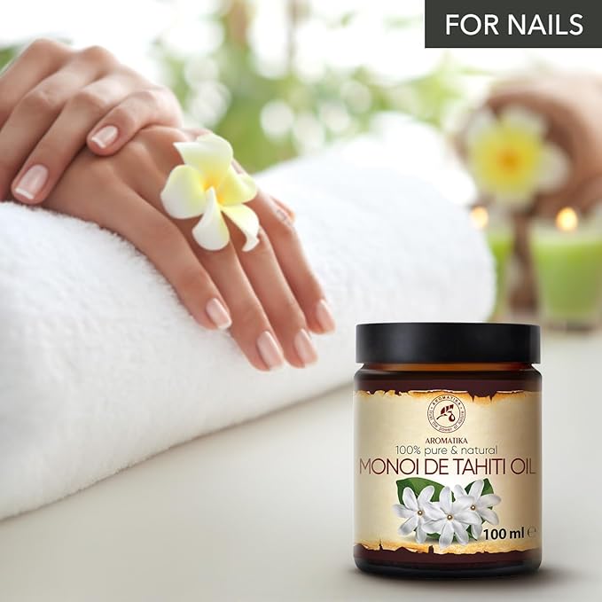 AROMATIKA Monoi de Tahiti Carrier Oil 3.4 Fl Oz - Pure Cold Pressed Monoi Base Oil - Cocos Nucifera - Gardenia Tahitensis - Unrefined Carrier Oil for Essential Oils - Face & Body Care - Massage