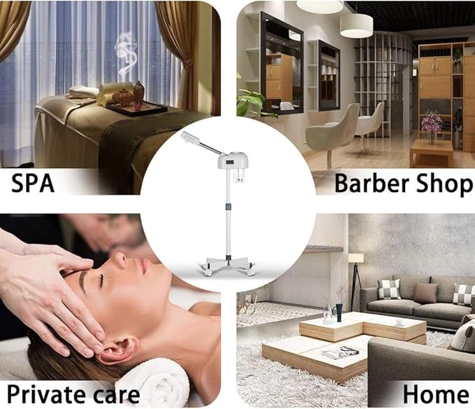 Professional Face Steamer, Hot Mist Spray, Facial Steamer with LCD Touch Screen for SPA & Home, Noise Free, White
