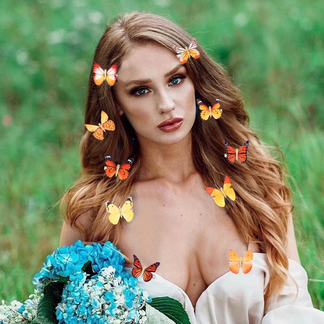 BARTOSI Butterfly Hair Clips Yellow Butterflies Hair Barrettes Cute Alligator Hair Accessories for Women (Pack of 10)