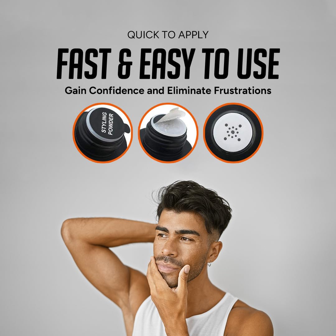 Kami Hair Texture Powder for Men - Strong Hold & Volume Powder - Texturizing Hair Product for Men’s Styling, Matte Finish, All-Day Hold for Thick Hair