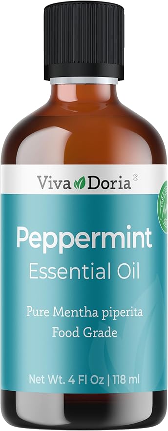Viva Doria Peppermint Essential Oil, 100% Pure, Natural, Northwest Peppermint Essential Oil, Undiluted, for Aromatherapy | Food Grade, 118 mL (4 Fluid Ounce)