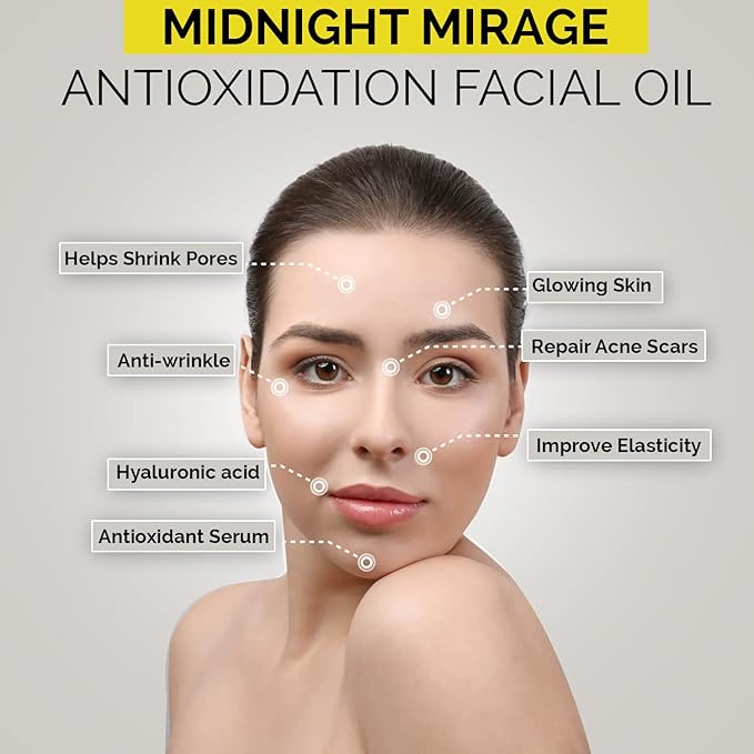 Midnight Mirage Antioxidant Serum for Face + Hydrating & Regenerating Serum | Anti-Aging Serum for Women With Squalane Rosehip Sea Buckthorn Oil | Fine Lines and Wrinkles Care (30 ML)