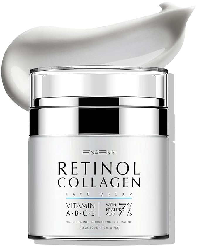 EnaSkin Retinol Collagen Face Moisturizer: Anti Aging & Wrinkle Repair Cream for Women - 7% Hyaluronic Acid Boost Hydration Formula - Facial Neck Day/Night Firming & Lifting, 1.7 Fl Oz