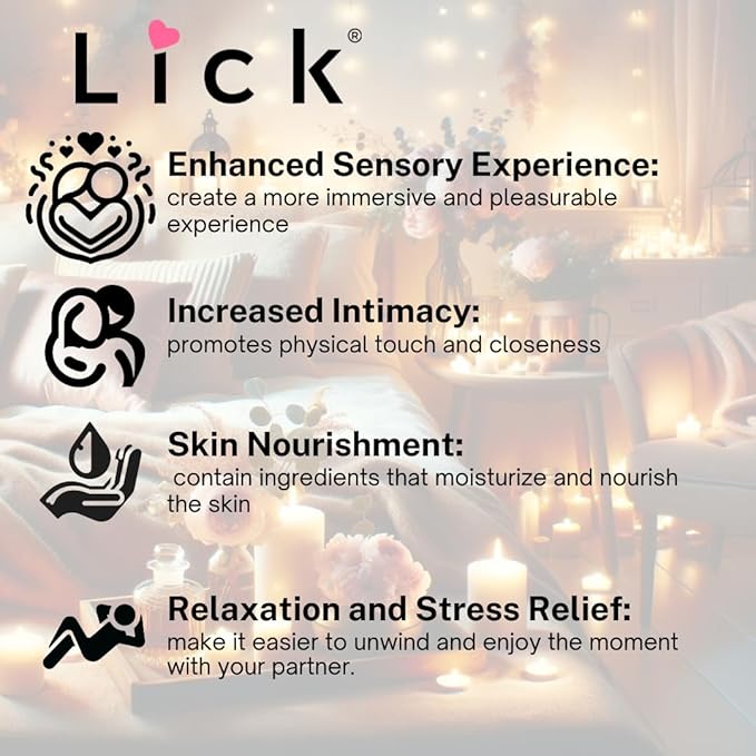 Lick Raspberry Flavored Muscle Massage Oil for Massage Therapy - Natural Oil with Almond and Coconut Essential Oils - Multipurpose Aromatic Absorption Full Body Massage Oil - 4 fl. oz.
