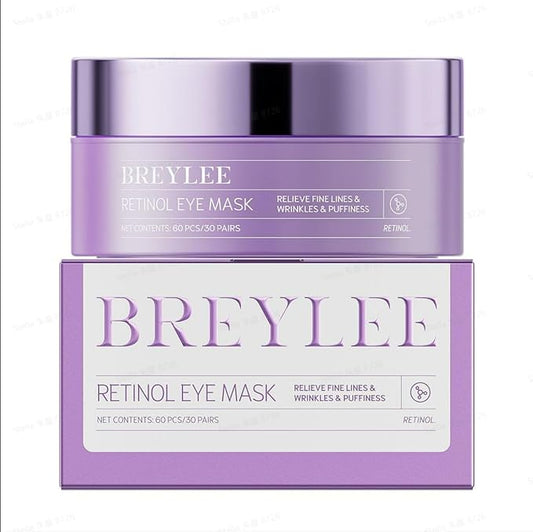 BREYLEE Retinol Eye Mask, 60 Pcs - Under Eye Patches with Retinol, Collagen & Hyaluronic Acid, Reduce Puffy Eyes, Dark Circles, Wrinkles & Fine Lines, Anti-Aging Smoothing Skin Care for Women & Men