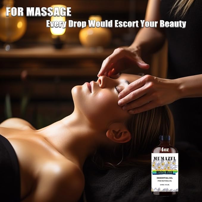 White Musk Essential Oil, White Musk Oil 4 Fl Oz 120ML for Diffuser Humidifier Yoga Cleaning DIY Candle Soap Making Essential Oils