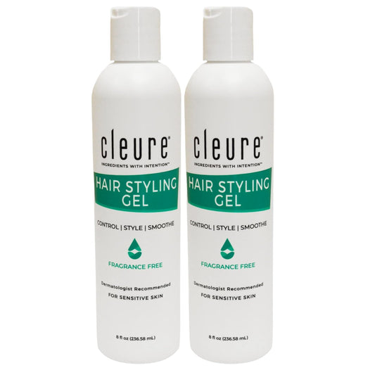 Cleure Lightweight Hair Styling Gel - Hypoallergenic, Fragrance Free for Edge Control to Tame Frizz with Medium Hold (8 fl oz, Pack of 2)