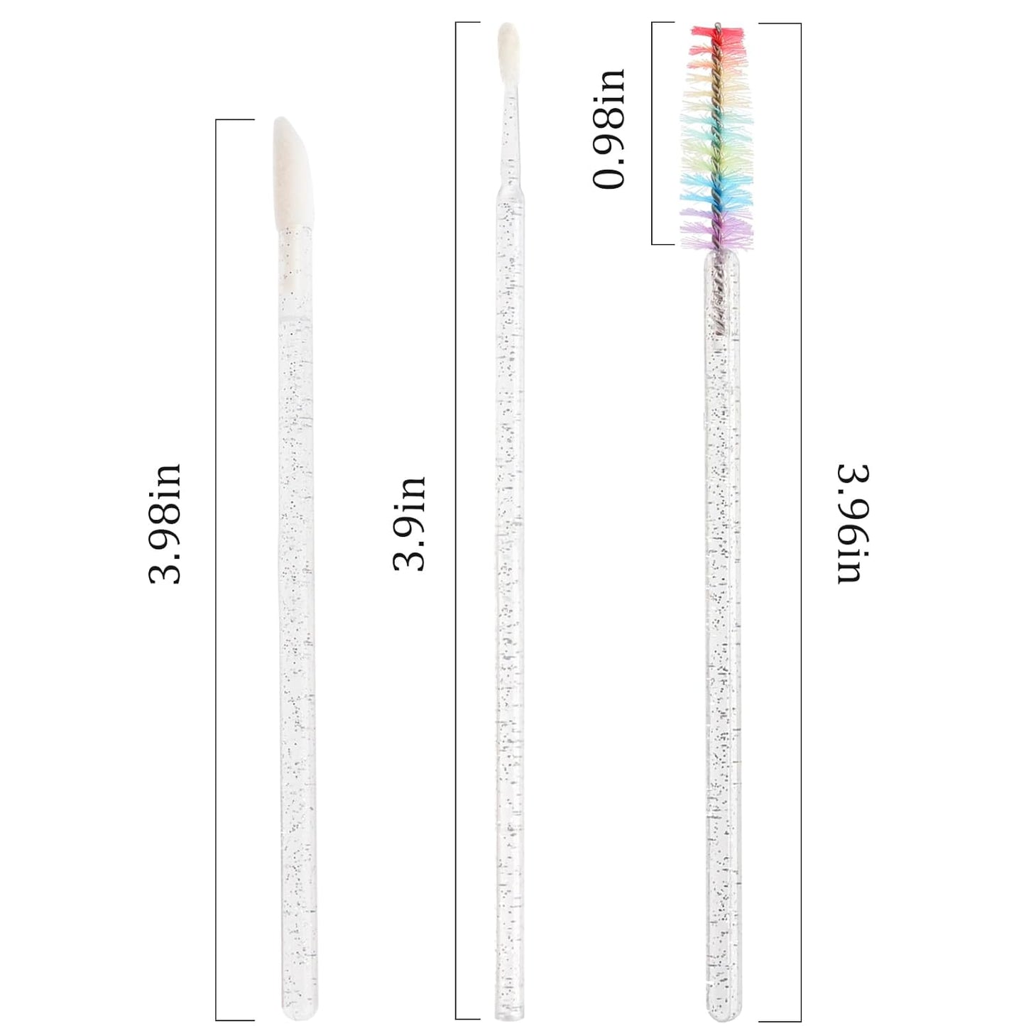 300 PCS Eyelash Extension Supplies Kit, Disposable Lash Spoolies Brushes Micro Swab Brushes Mascara Wand Lip Brushes for Eyelash Extension Tattoo Lipstick Applicator（White Rainbow）