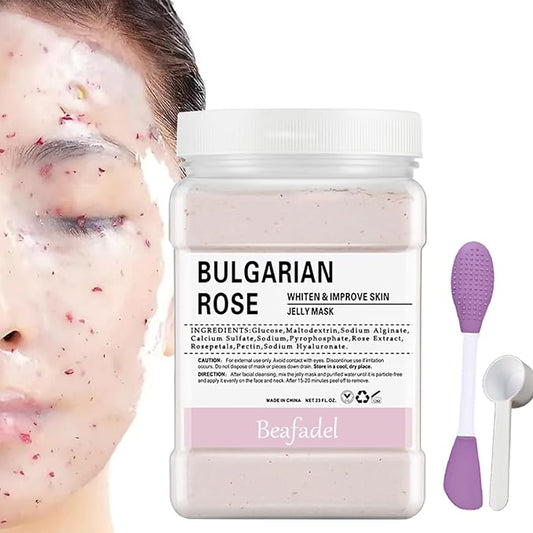 Jelly Mask Powder for Professional Facials Care,Hyalorunic Acid Moisturizing Hydro Face Peel Off Mask, Hydrating Gel Face Masks with Double-ended Silicone Brush, 23 Fl Oz (Bamboo Charcoal)