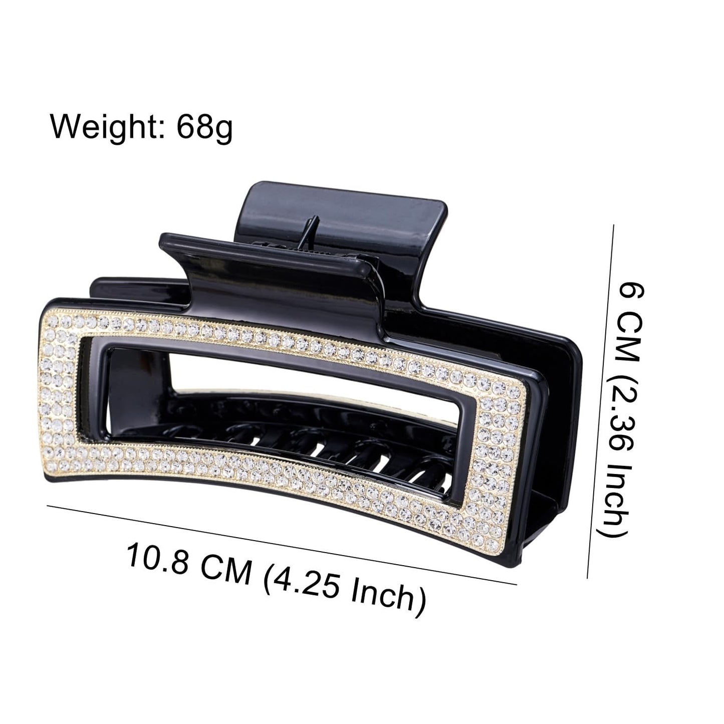 SINIDE Rhinestone Hair Claw Clips, Square Crystal Jaw Clip Nonslip Acrylic Claw Clips for Thick Long Hair, Fashion Elegant Clamps Accessories for Women Ladies Strong Hold Barrette for Styling (2 Pack)