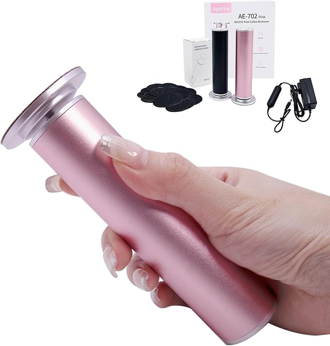 4.8IN Longer Electric Foot Callus Remover with 80pcs Sandpaper Discs, Professional Aluminum Callus Remover for Feet, Stepless Speed Control Pedicure Tools for Dead Skin