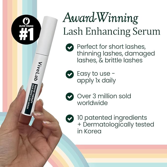 Biotin Lash Serum - Eyelash and Eyebrow Growth Serum for Thicker, Fuller Lashes and Brows, Korean Dermatologist-Developed, 0.35oz