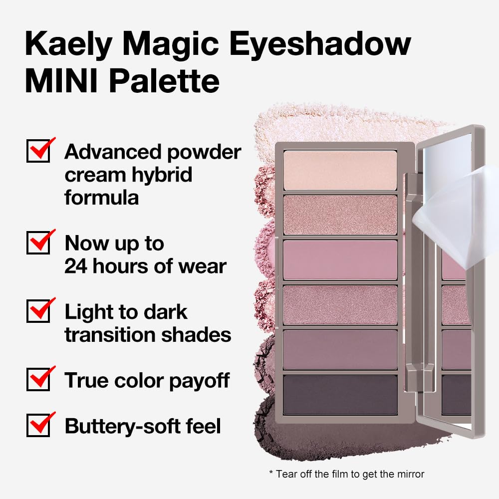 6 Colors Mini Pink Eye Shadow Palette Makeup for Older Women, Neutral Matte Shimmer Eyeshadow Palette Highly Pigmented Waterproof, paleta de sombras de ojos, Vegan & Cruelty-free, 07