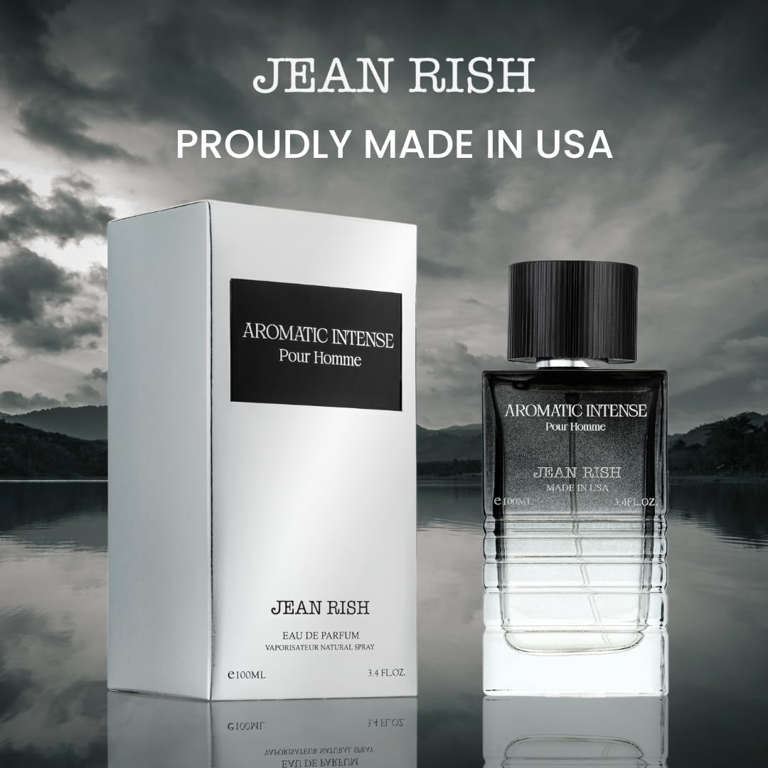 Jean Rish Aromatic Intense Pour Homme, Eau de Parfum (3.4 Fl Oz / 100ml) for Men, with Ginger, Violet Leaf & Vetiver Notes - Long Lasting and Luxury Fragrance, Made in USA