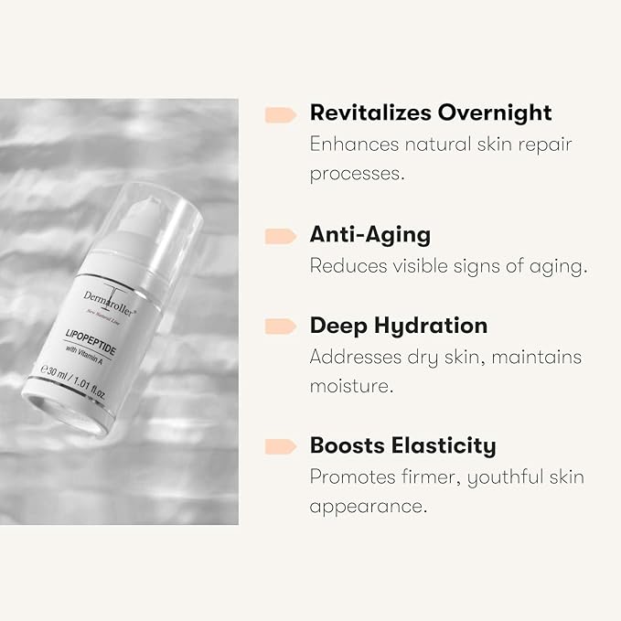 Dermaroller, New Natural Line Lipopeptide Night Cream Hyaluronic Acid Vitamin A and Shea Butter Combine to Moisturize and Repair Tired Stressed Skin Helps to Reduce Fine Wrinkles oz, 1.01 Ounce
