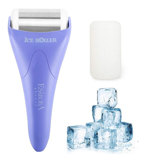 Ice Roller, ESARORA Ice Roller for Face & Eye, Puffiness, Migraine, Pain Relief and Minor Injury, Skin Care Products with 2 Roller (1 Plastic Roller & 1 Stainless Steel Roller)
