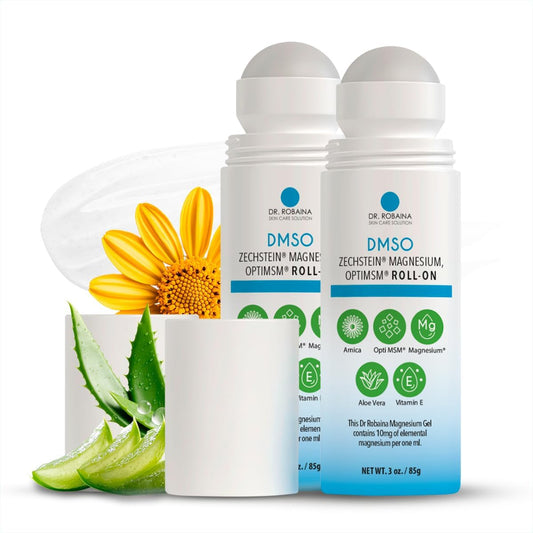 Dr. Robaina DMSO Roll-On – 99.9% Pure Dimethyl Sulfoxide | Formula with Zechstein Magnesium, Arnica, Aloe Vera & Vitamin E Non-Greasy Topical Formula | Made in USA | 3 oz