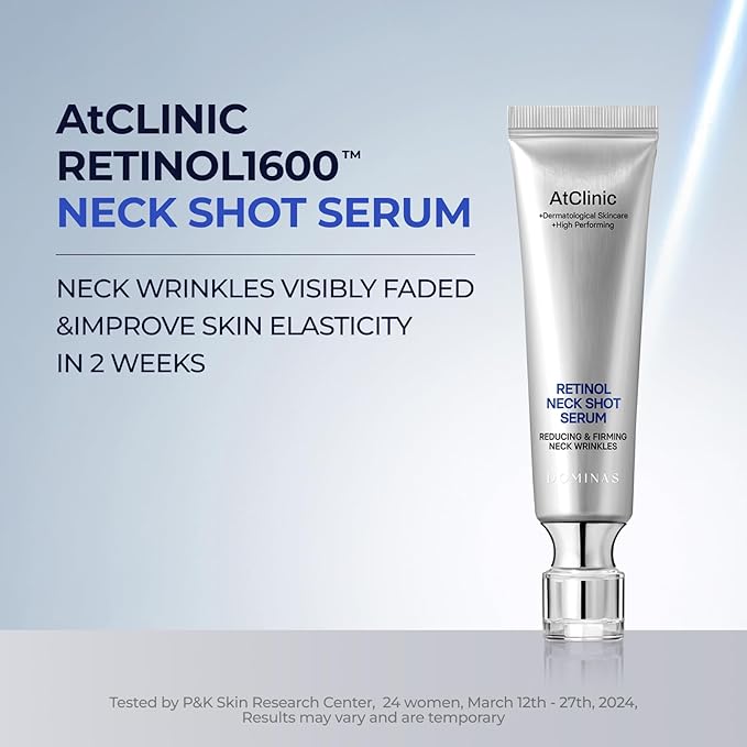 Atclinic Neck Firming Serum with Retinol & 5-Peptides – Reduce Wrinkles & Tech Neck Lines in 2 Weeks | Lightweight, Korean Skincare (1 fl oz)