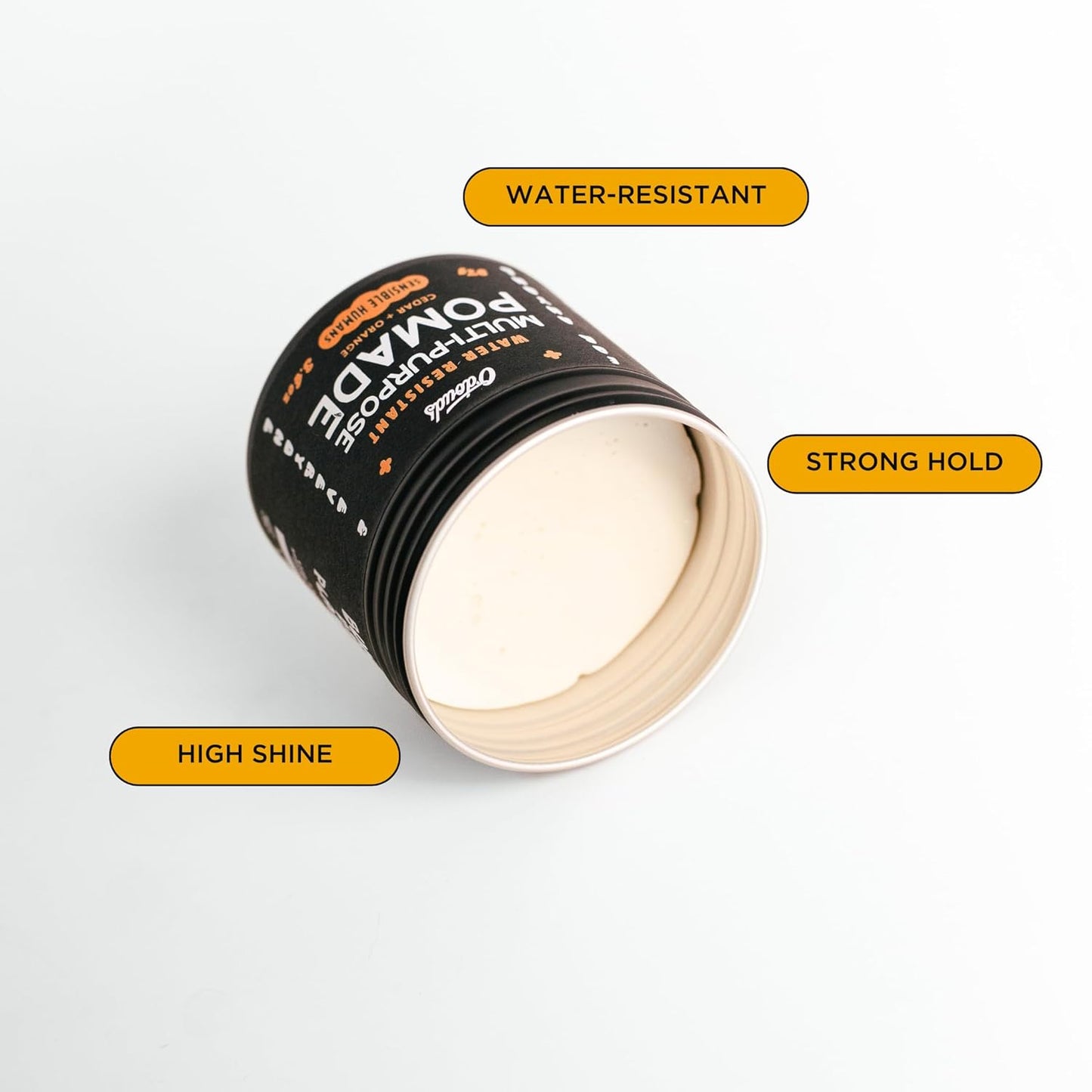 O'Douds Multi-Purpose Pomade - Water-Resistant Styling Pomade for Men - Natural, Plant-Based Ingredients - Firm hold with Medium to High Shine - Cedarwood & Orange Scent (4oz)