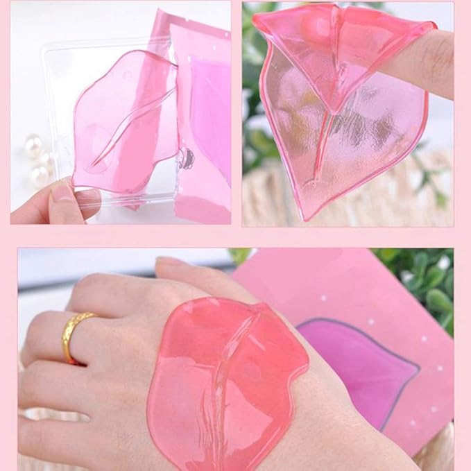 30PCS Lip Masks Sheet Moisturizing Crystal Collagen Pink Under Eye Mask Gel,Christmas Gift for Women Anti-Aging Eye Patches Dark Circle Remover with Box,Pink