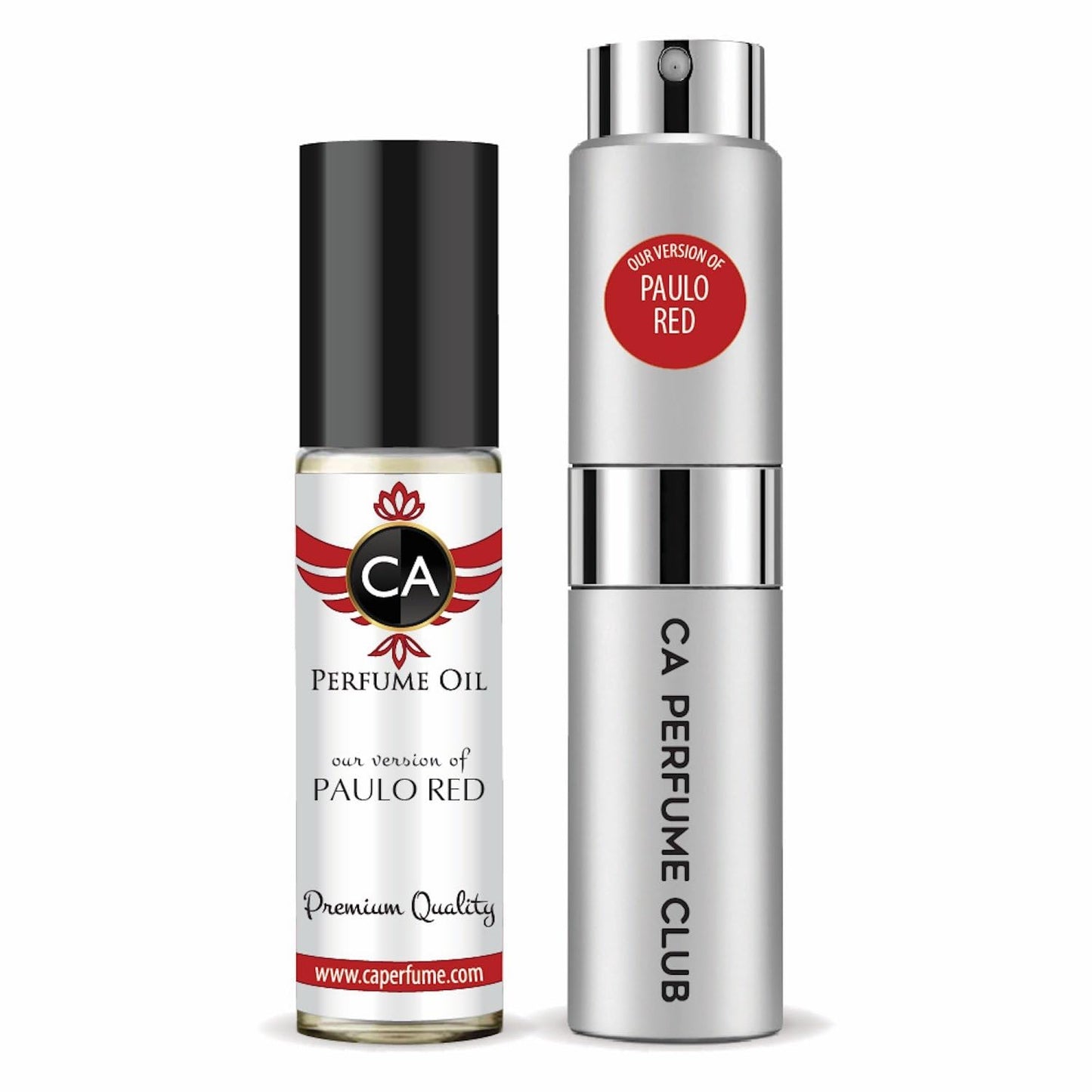 CA Perfume Duo Impression of Paulo Red For Men Perfume Layering Set Mens Cologne Long Lasting Travel Size EDP + Body Oil Roll-On Bottle 0.27 Fl Oz+0.33 Fl Oz