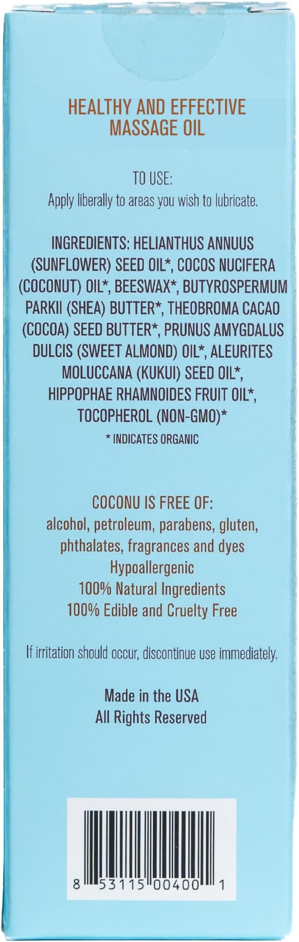 Coconu Oil Based Massage Oils for Date | Organic Coconut Body Oil | Natural & Clean Ingredients, Body Oils for Men, Women, Couples & Personal Use | 3 Oz