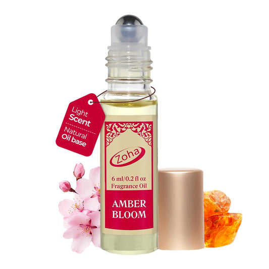 Zoha Amber Bloom - Amber Perfume for Women and Men, Alcohol Free Perfume Oil Roll On, Natural Clean Travel Size Parfum, 6ml Roller