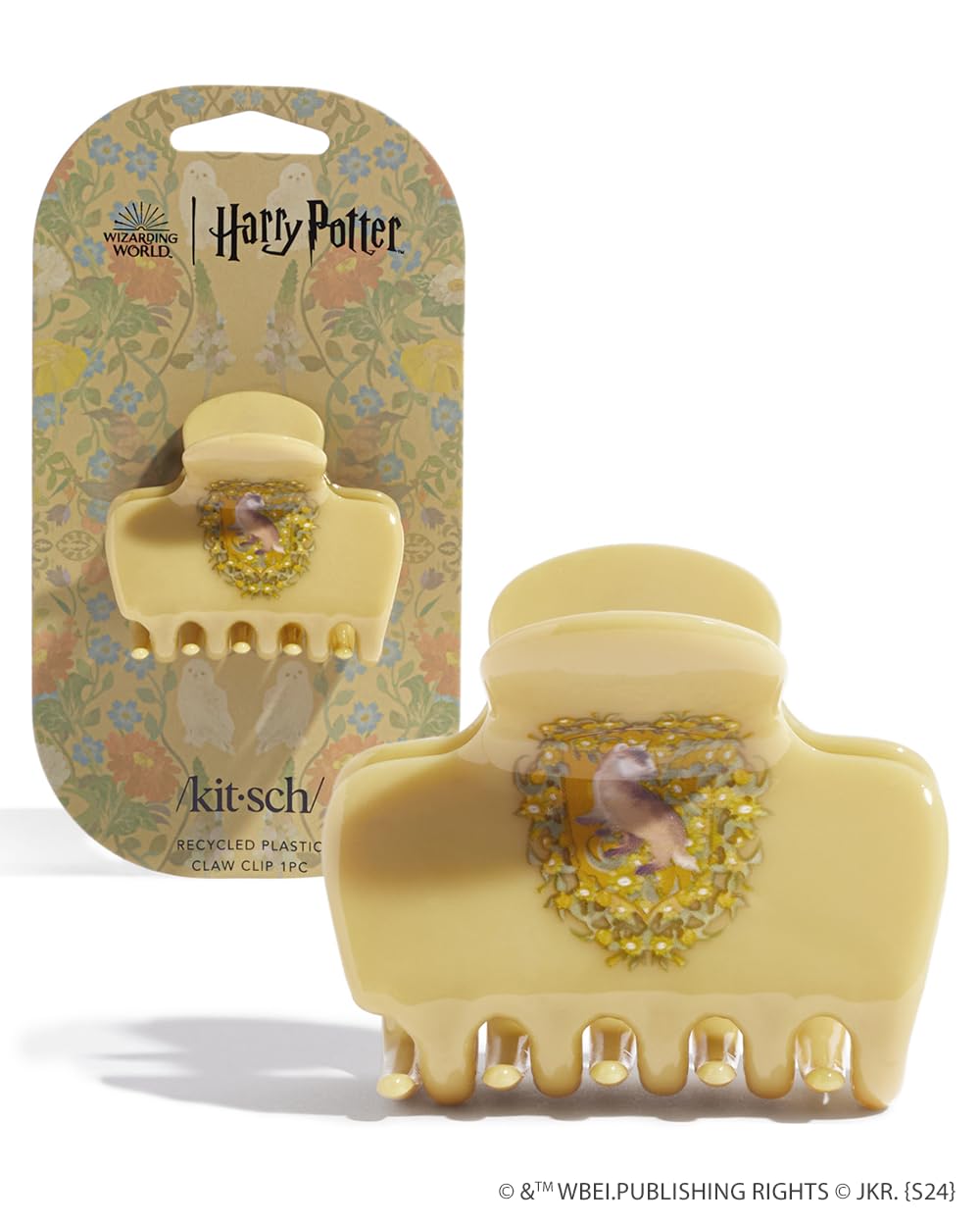 Harry Potter x Kitsch Jumbo Hair Claw - 2.3 Inches Big Hair Clips for Girls and Women | Stylish Accessories for Full Updo and Half Ponytail | Ideal Gifts for Women - Hufflepuff - 1pc