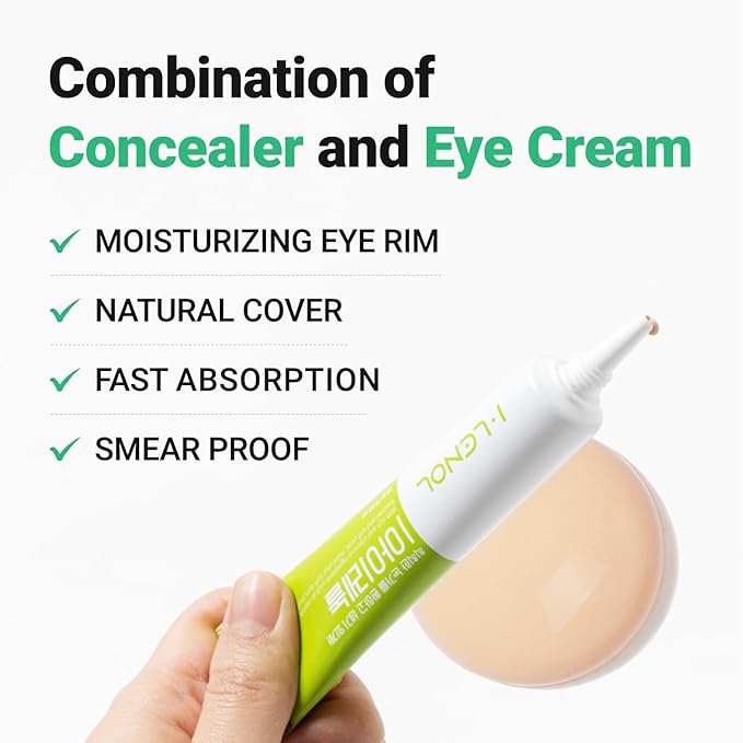 Tinted Eye Cream for Dark Circles, Korean Undereye Cover & Care Dual Action Concealer, Hydrating Formula with Niacinamide, Dark Spot Cream 0.52 oz - Medium Beige