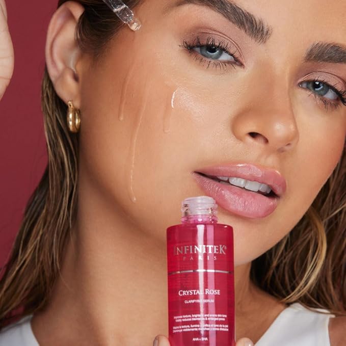 Infinitek Paris Crystal Rose Serum - Hydrating and Exfoliating Brightening Serum, Face Moisturizer and Skin Lightening Serum for Radiant, Moisturized Skin - Premium Facial Moisturizer 1 Fl Oz