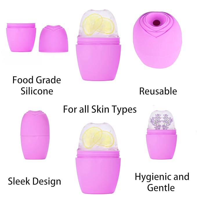 Ice Face Roller, Silicone Ice Roller for Face to Tighten and Lift Skin, Face & Eye Puffiness Relief, Reusable Facial Ice Mold for Neck to Enhance Natural Glow, Skin Care for Women Beauty