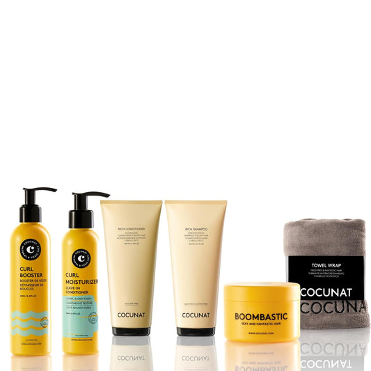 COCUNAT - Curl Nourishment and Volume Plan - Nourishes, Defines, Strengthens, Moisturises and Defines Curls - Curly Method - Eliminates Frizz - Includes Anti Frizz Turbant