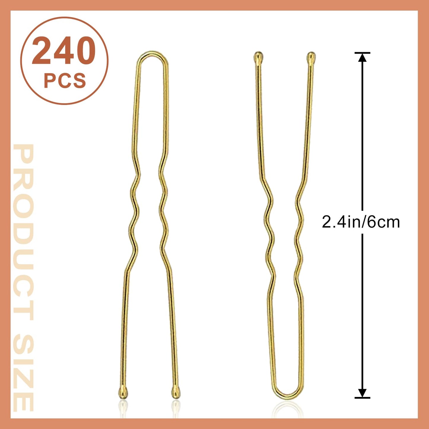 U Shaped Hair Pins, AITRAI 240Pcs Blonde Hair Pins Bun Pins U Bobby Pins for Women with Storage Box, 2.4inch