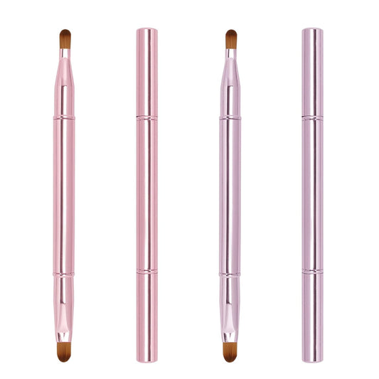 Unaone 2 Pack Lip Brush for Lipstick, Dual-Ended Lip Makeup Brush with Lid, Lipstick Brush for Lip Gloss