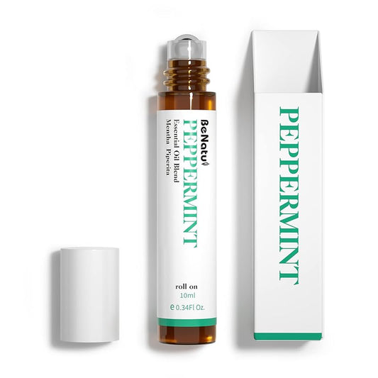 Benatu Peppermint Oil Roll On, Pre-Diluted Natural Essential Oil Blend Roller Travel Size for Skin Care, Aromatherapy, Hair, Body Topical Massage - Head Refresh 10ml