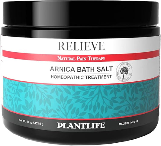 Plantlife Arnica Relieve Mineral Bath Salts - Made with Arnica and 100% Pure Essential Oils - Relieve Products are a Homeopathic Solution for Everyday Use - Works Quickly and Effectively