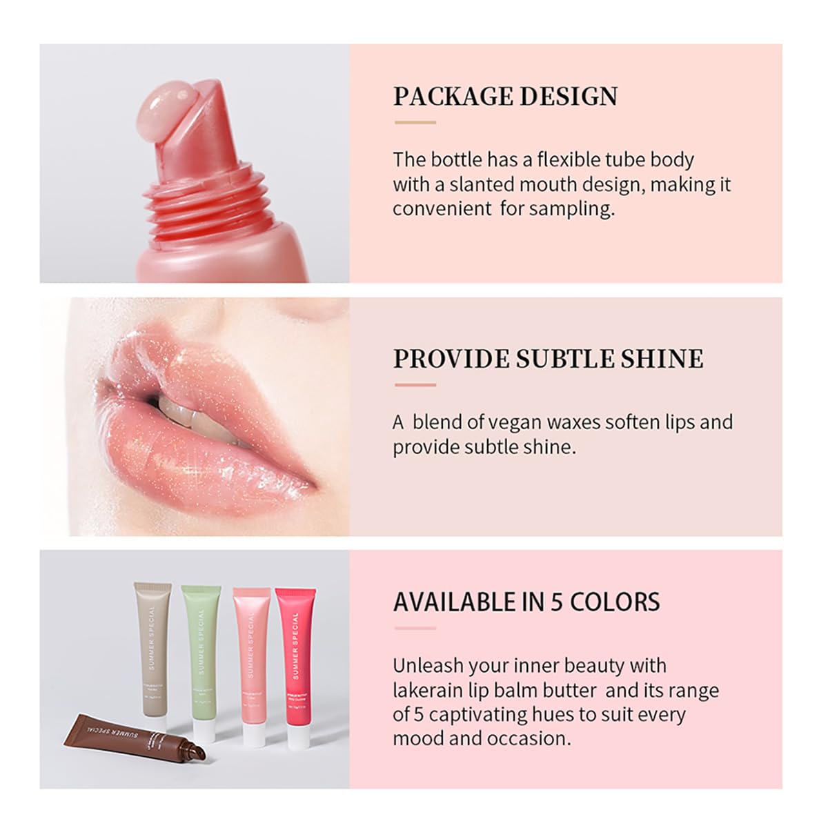 5-Color Summer Special Lip Balm Butter-Shea Butter & Avocado Oil Formula, Lightweight & Non-Sticky, 5 Trending Shades (Vanilla/Mint/Iced Coffee/Cake/Guava), Soften Dry and Lip Care, Gift Box for Teens