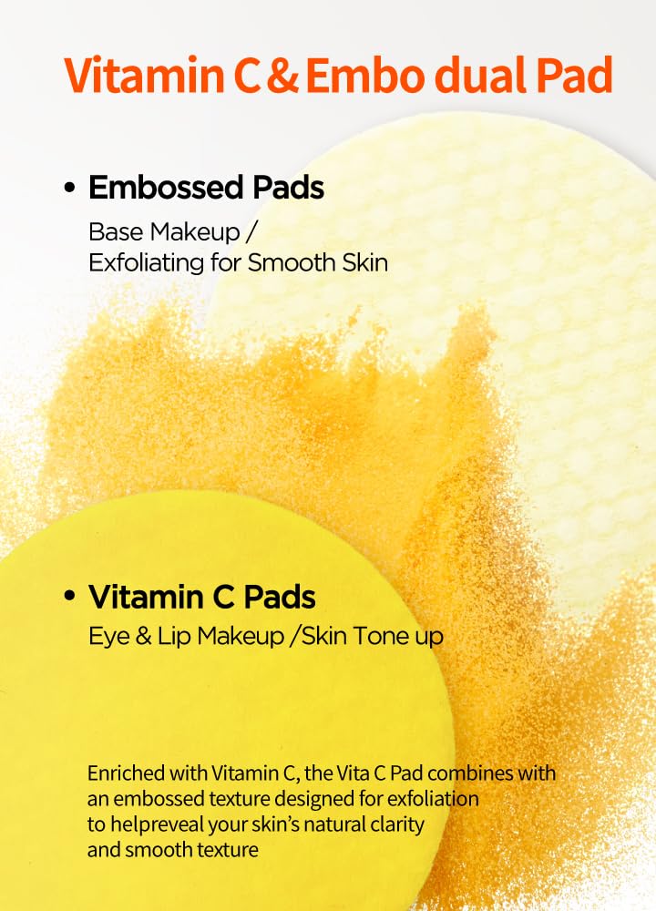 BEAUDIANI Soonssak Vitamin C Cleansing Pads, 50 Count – One-Swipe Makeup Remover, Low-pH 5.3, Embossed Exfoliating Wipes, Hydrating Lyocell, No-Rinse, Sensitive Skin, Korean Skincare