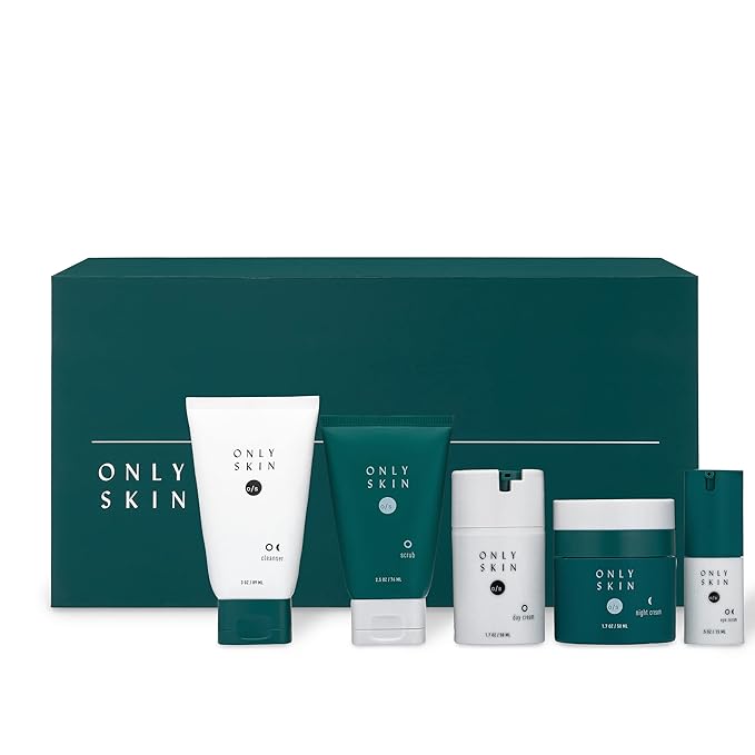Premium Skin Care Kit, 5 Piece Kit Includes: Facial Cleanser, Exfoliating Scrub, Moisturizing Day Cream, Renewing Night Cream, Anti-Aging Eye Serum, Skincare Gift Set