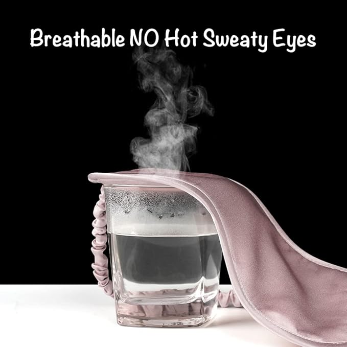 Lulusilk Silk Sleep Mask and Cap Set - Pink Silk Eye Mask and Bonnet Scrunchie Set