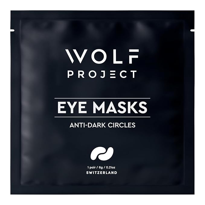 Wolf Project Under Eye Patches (5 pairs) For Dark Circles, Puffy Eyes, and Wrinkles - With Caffeine, Vitamin C and Peptides. Under Eye Masks Reduce Tired Eyes And Under Eye Bags