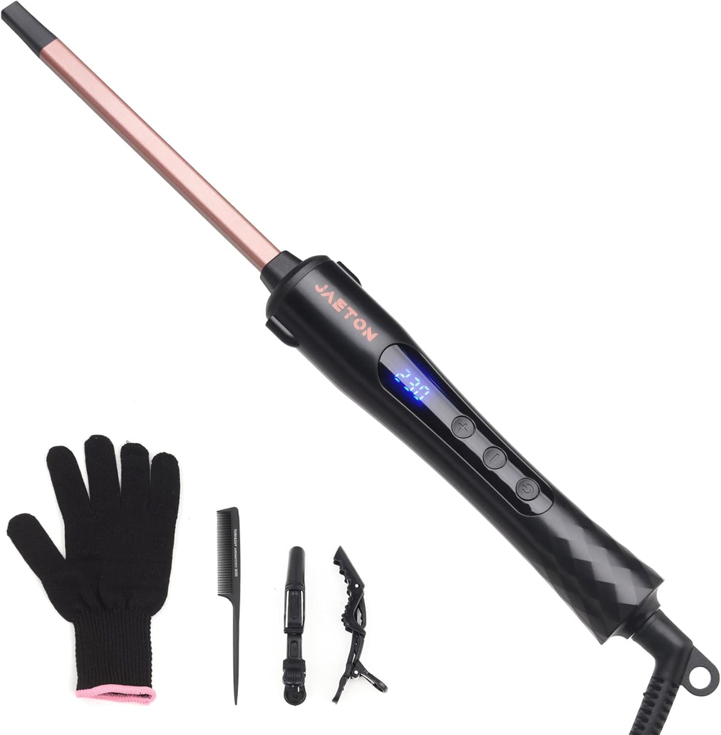 Small Curling Iron 3/8 Inch, 9mm Thin Hair Curling Wand for Short and Long Hair, Professional Ceramic Hair Curler Wand, Include Heat Resistant Glove