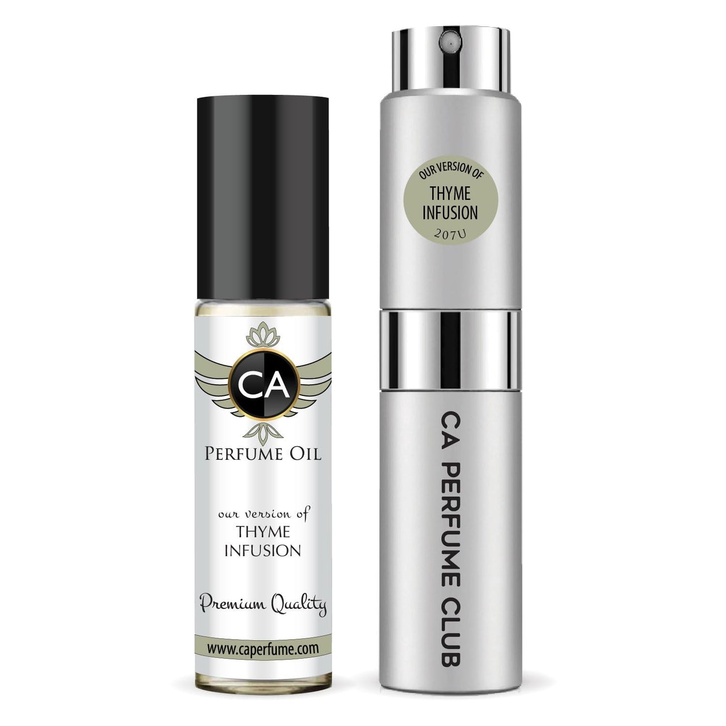 CA Perfume Duo Impression of Thyme Infusion For Women And Men Perfume Layering Set Long Lasting Travel Size EDP + Body Oil Roll-On Bottle 0.27 Fl Oz+0.33 Fl Oz