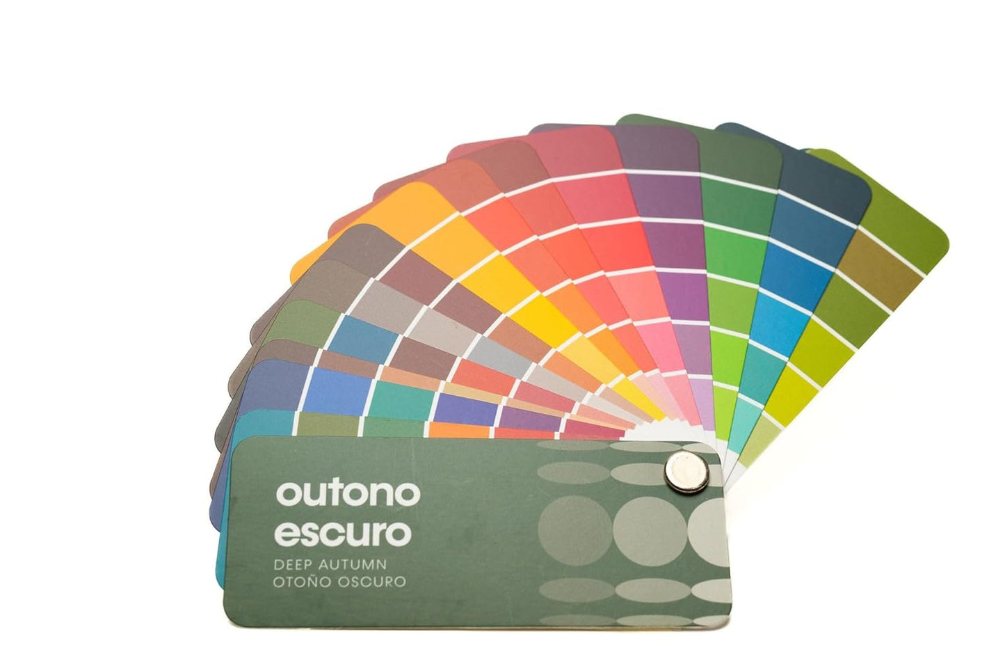 Multilingual Deep Autumn Palette Color Fan by Studio Immagine, Personalized Color Guide for Cost Saving, Smart Shopping, Outfit & Wardrobe Planning; Otono Oscuro/Outono Escuro