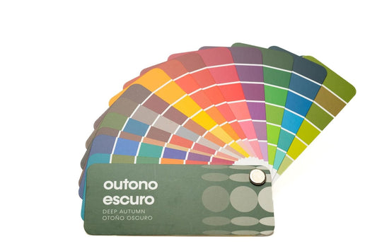 Multilingual Deep Autumn Palette Color Fan by Studio Immagine, Personalized Color Guide for Cost Saving, Smart Shopping, Outfit & Wardrobe Planning; Otono Oscuro/Outono Escuro
