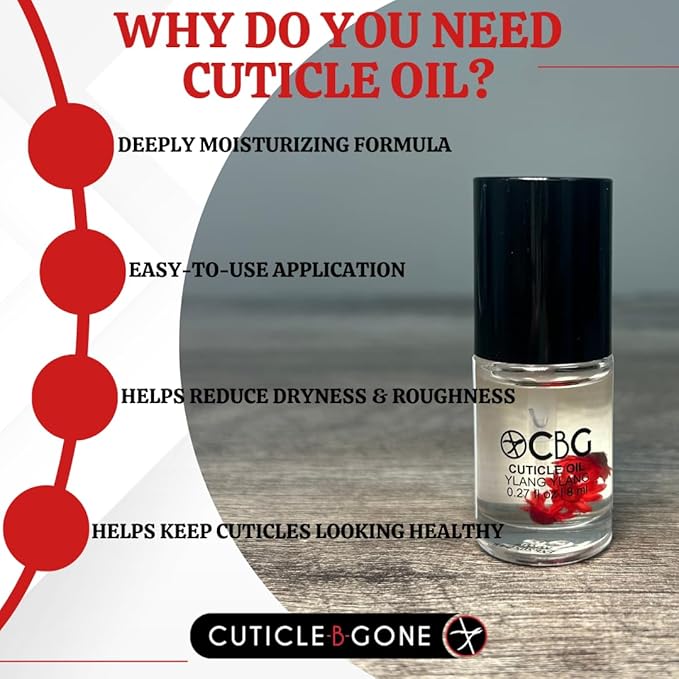 Cuticle Oil for Nails, Hydrating Nail Cuticle Oil, Softens Dry Cuticles, Moisturizes Nail Beds, Conditions Skin, Smooths Rough Edges, Supports Nail Care, Ylang Ylang, 0.27 Fl Oz