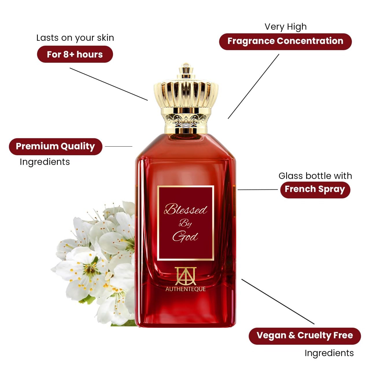 Blessed by God Unisex Perfume - Inspired by B.accarat R.ouge - Long Lasting Arabic Unisex Fragrance - 3.04oz (100ml) - Amberwood, Saffron, Jasmine & Ambergris