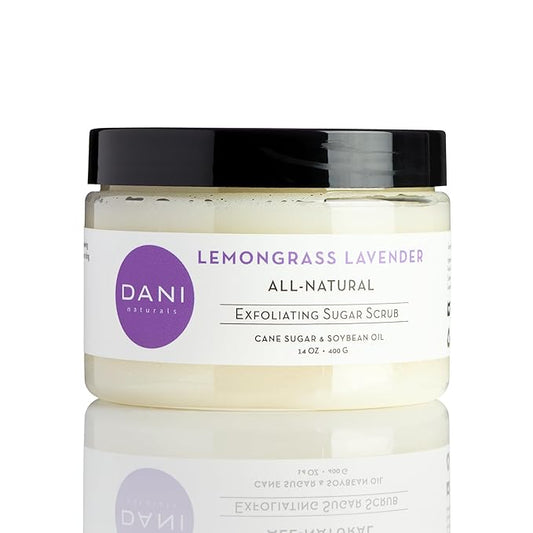 Naturals Sugar Scrub - Exfoliating Lemongrass Lavender with organic cane sugar and shea butter gently exfoliates and hydrates, leaving skin smooth and refreshed. 14 oz